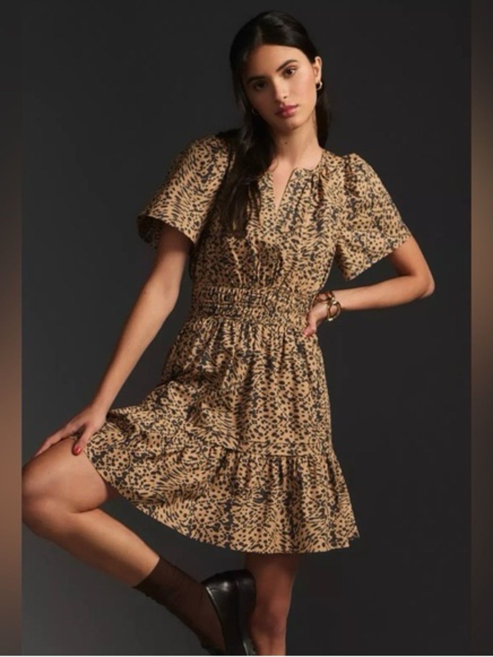 Anthropologie Somerset Mini Dress Cheetah